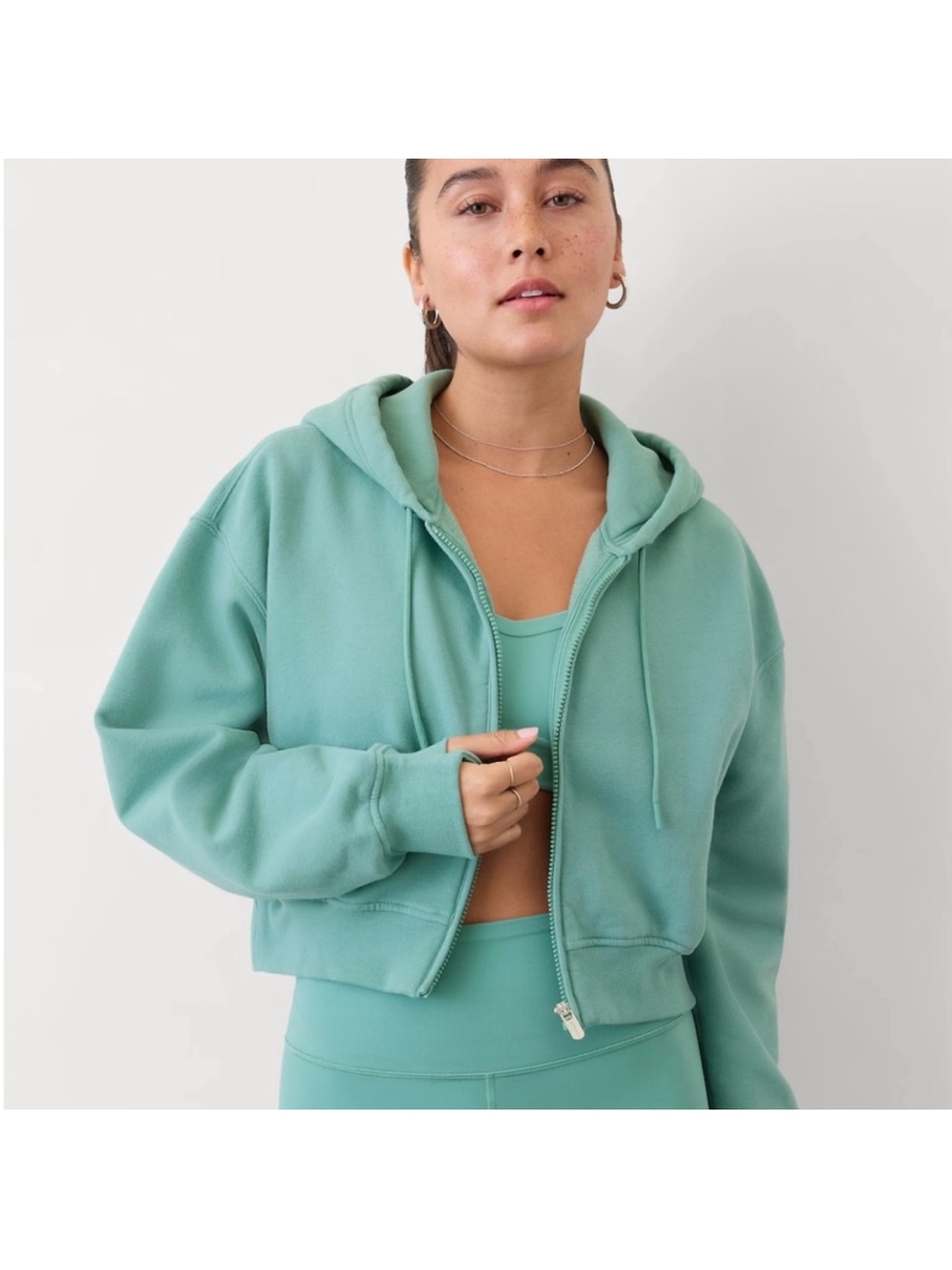 Athleta Forever Fleece Ultra Crop Full Zip. Size L.